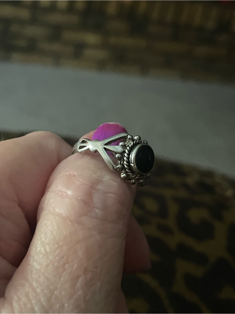 Sterling Silver Black Onyx Statement Ring - Women's sz 9 - Picture 2 of 3